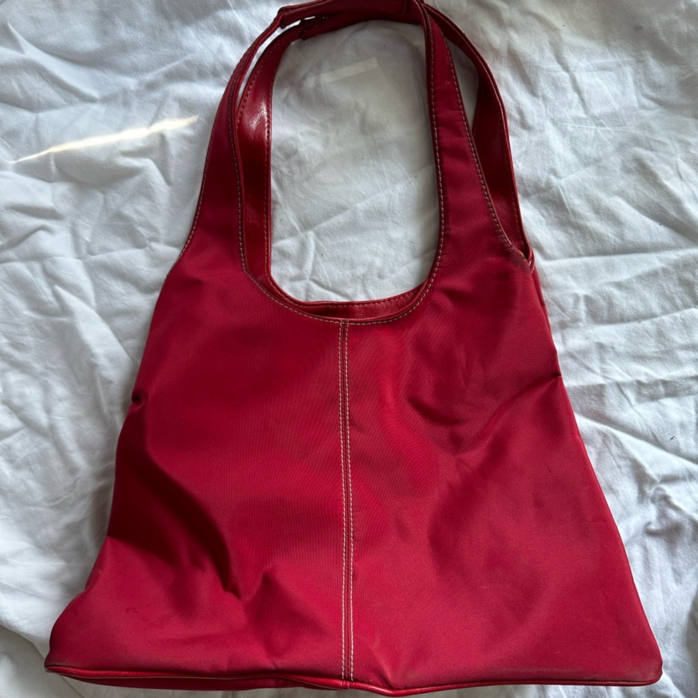 Nine West Red Tote Bag with White Stitching & Multiple Compartments